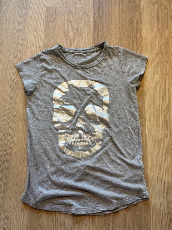 Zadig & Voltaire Tops - Zadig & Voltaire Grey Short-Sleeve Tee with Metallic Skull